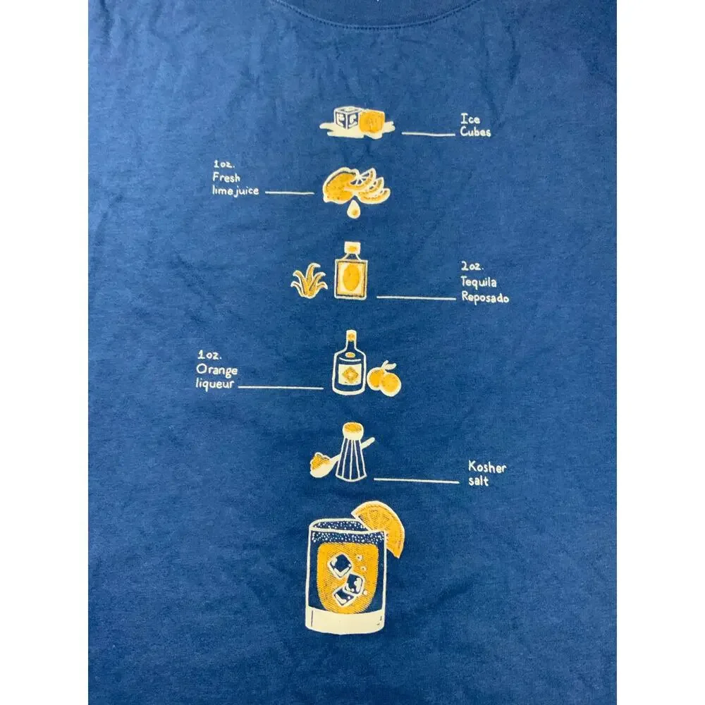 Banana Republic Eco T Shirt L Tall Blue Margarita Recipe Graphic Tee NWT